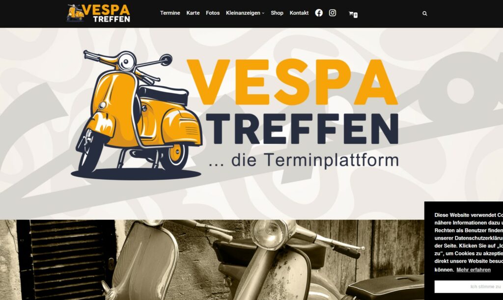 Website und Auftritt für ein Vespa-Treffen