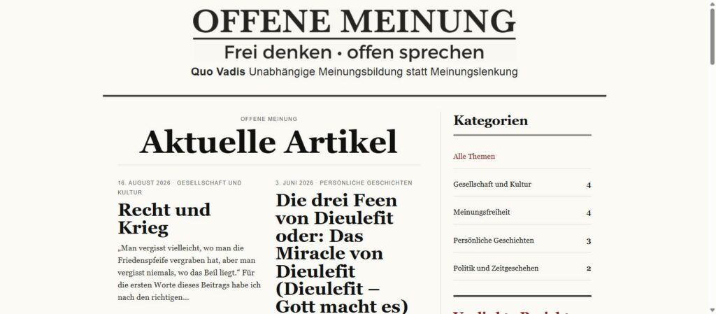 Artikelübersicht auf offenemeinung.at