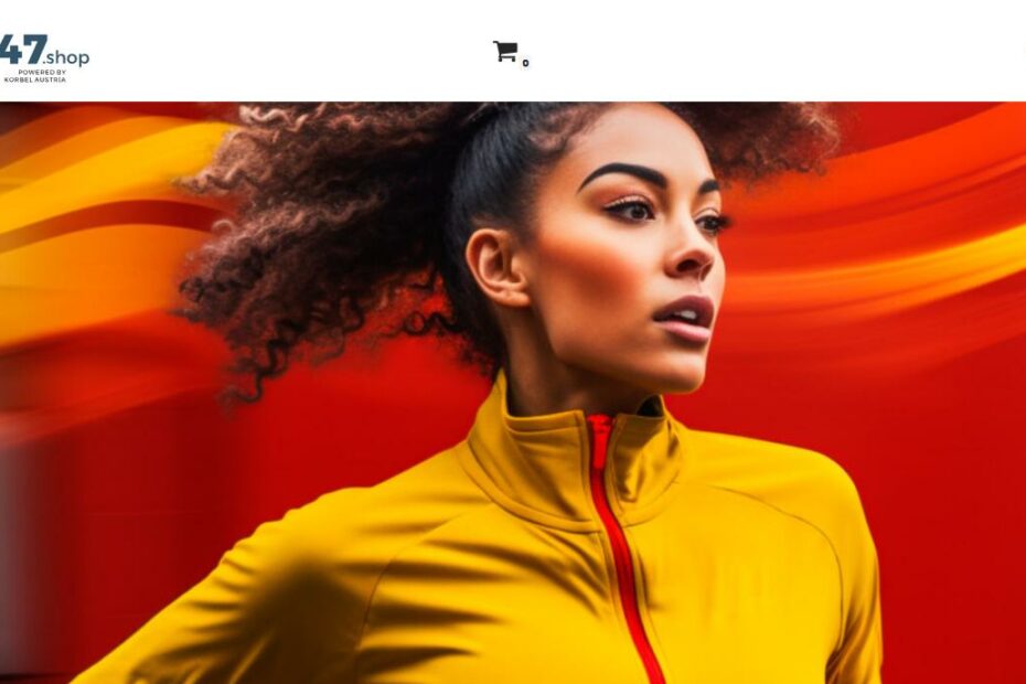 Startseite von x247.shop mit Sportlerin in Teamkleidung